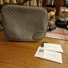 Gucci Guccissima GG Crossbody Camera Bag Grey Leather
