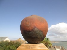 Nice Vintage Julie Furminger Raku Fired iridescent pottery Round Ovoid Vase