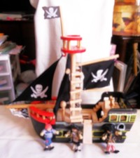 19 Inch Wooden Pirate Ship Toy