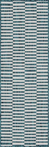 Teal ivory striped - teal/ivory, outdoor