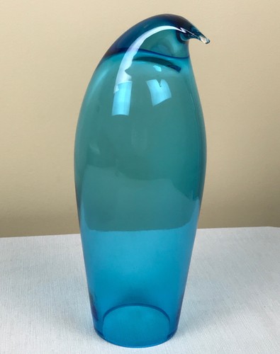 Blenko blue art glass penguin - blue,