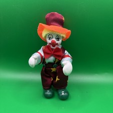 Circus Clown Figure Porcelain Face Hands And Shoes 13cm High Bendy Legs Arms