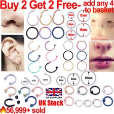 Nose Ring Nose Lip Hoop Cartilage Tragus Helix Ear Piercing Surgical Steel Rings