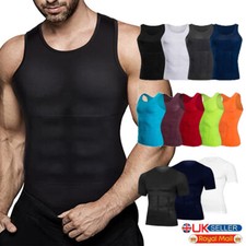 Men's Slimming Body Shaper Belly Chest Compression Vest Girdles T-Shirt Tank Top