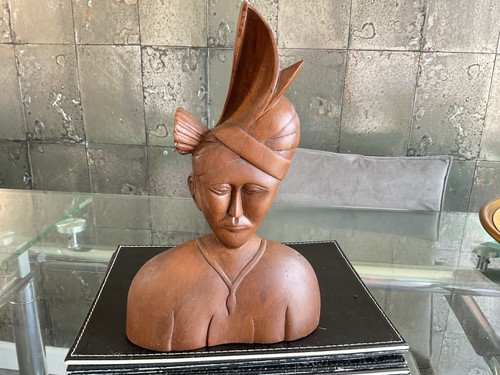 Carved wooden man head - carved,