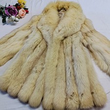 0743 Real Saga White Fox fur Coat Women size M jacke