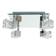 Habitat 4 Light Bathroom Ceiling Cube Spotlights Chrome Missing 1 Glass Shade