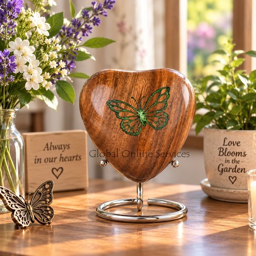 Wooden heart keepsake urn with - heart,