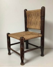 Small Child’s Wood And Rush Chair Woven Seat And Back