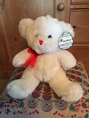 New mumbles white teddy bear - new,
