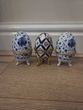 Vintage The Leonardo Collection Porcelain Egg Shaped Trinket Box- 10cm Tall X3
