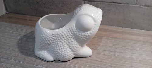 Vintage ceramic white frog - ,