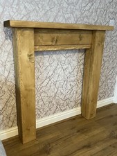 Solid Chunky Wooden Fire Place Surround Oak Finish