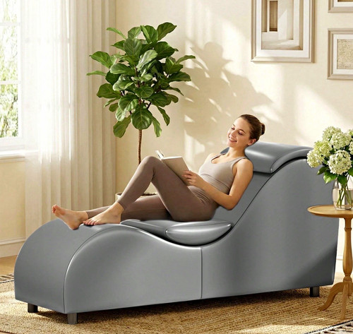 Grey curve chaise - s-curve,