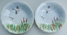 2 VINTAGE Flying Ducks Bowls Ceramic SHORTER 1950s Pin Dishes Retro 12cm D