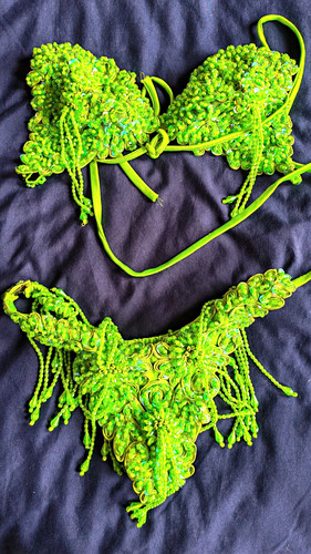 Samba costume green beaded - samba,