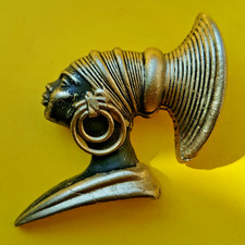 Stunning Vintage Metal South African Female Face Pin Brooch (No. 4)