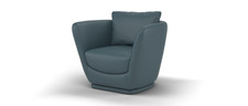 Sofology The Serene Leather Swivel Chair in Steel Blue