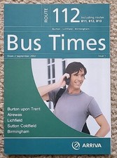 2002 Arriva Midlands North Bus Timetable Service 112 Birmingham & Burton 