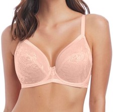 Wacoal Net Effects Bra Rose Dust Size 32DD Underwired Full Cup Semi Sheer 851340