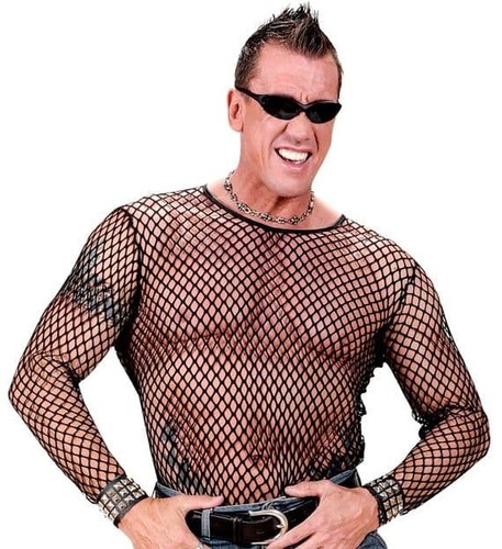 Mens black fishnet - black, long