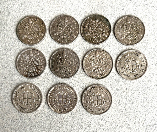 Silver 3d coins british - ,