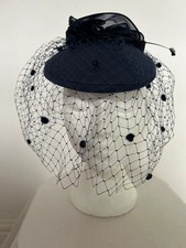 Vintage 1980's Kangol pillbox hat blue riding cocktail tilt birdcage veil #VA