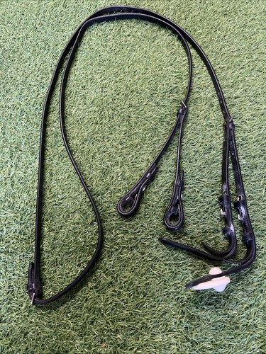 Black leather split reins - leather,