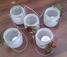 5 x Hanging Glass Jar Tealight