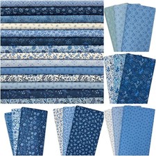 Blue Cotton Patchwork Fabric Forget-Me-Not Lane Cottage Core Floral and Fungi