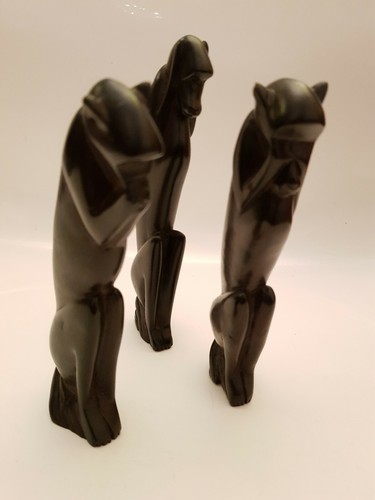 African wooden wise monkeys - african,