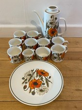 J & G MEAKIN POPPY DESIGN TEA COFFEE SET TEAPOT TEACUP MILK JUG SUGAR BOWL PLATE