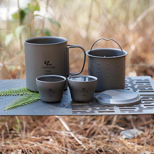 Lightweight titanium tea set - titanium,