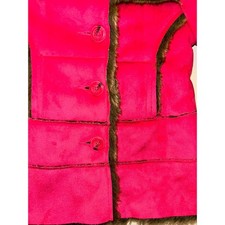 Girls Hot Pink Faux Suede Coat