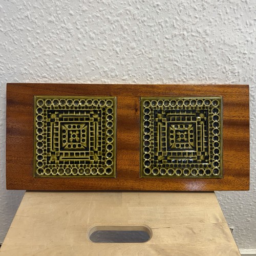 Vintage mcm tray wood - wood, tile