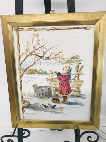 Framed cross stitch - cross-stitch, needlework