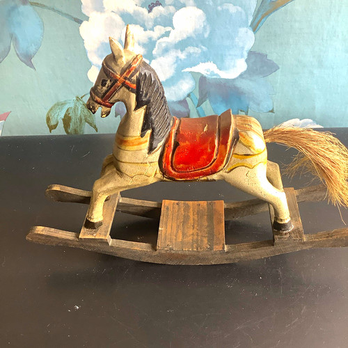 Antique rocking horse wooden - rocking,