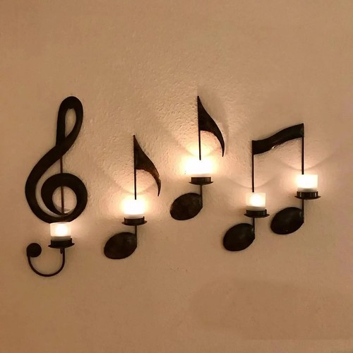Set black music note wall - 4,