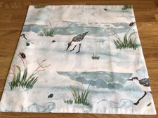 16” Square Cushion Cover Made W/ Lobster Creek Waders Cotton New Coast Bird Sea