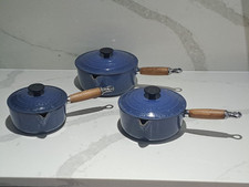 Le Creuset Blue Cast Iron 3x Saucepan Set 16 18 & 20 READ DESCRIPTION 