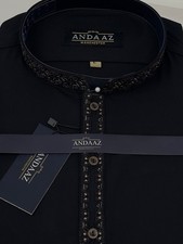 Boys Shalwar Kameez Black with Multi Colour Split Placket Embroidery