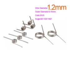 Left or Right Torsion Torsion Spring 1.2mm Wire Dia 6mm to 15mm OD 3/6/9Coils