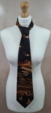 Vintage 1970s Mens Fashion Kipper Tie C&A conversational 'Flying Scene' Browns