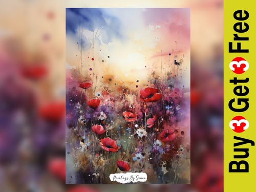 Floral poppy field - poppy,