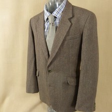 John G Hardy Mens Tweed Wool Jacket Size 42 Inch Chest Green Herringbone Design