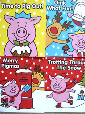 M&S Percy Pig Christmas Cards  4 Cards 9cm x 10cm Christmas Pudding Discontinued