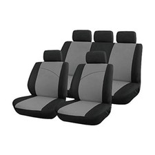 Grey / Black Executive Car Seat Covers 8 Pc FOR HONDA CIVIC JAZZ ACCORD HR-V 