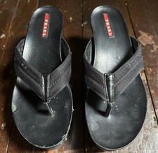 VTG 00s PRADA Sport Black LINEA ROSSA RARE Wedge  Flip Flops + DUSTBAG  Uk 4 37
