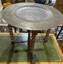 Brass Topped Barley Twist  Folding Side Table