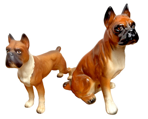 Boxer dog figurines marked - boxer,